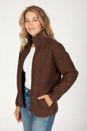 Lazypants - Sara Teddy sherpa zip up jacket in espresso - Home & Well 