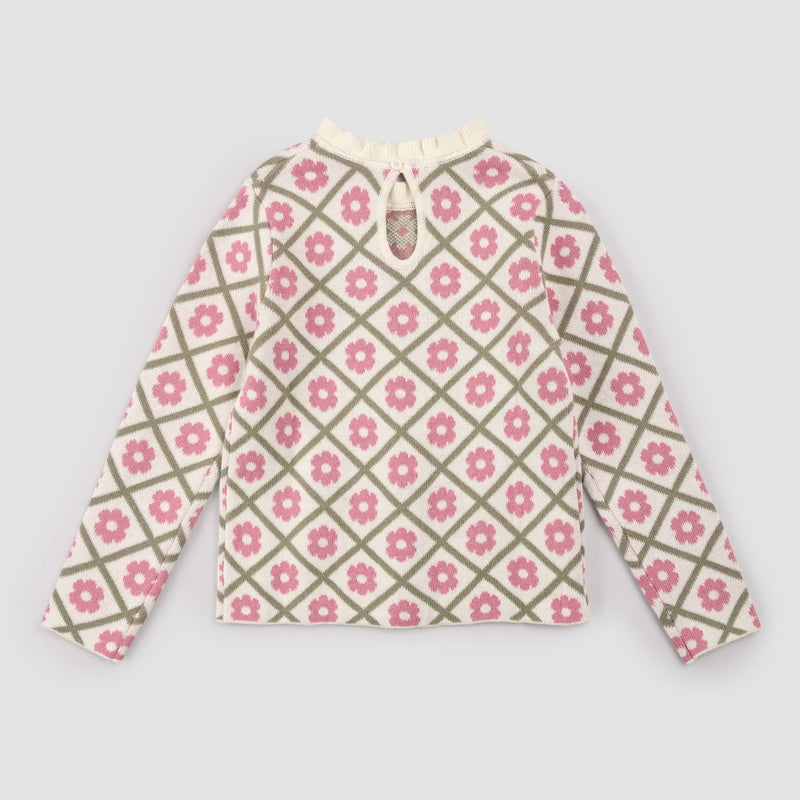 Scalloped Mock Neck Sweater | Pink Daisy | Miles the Label