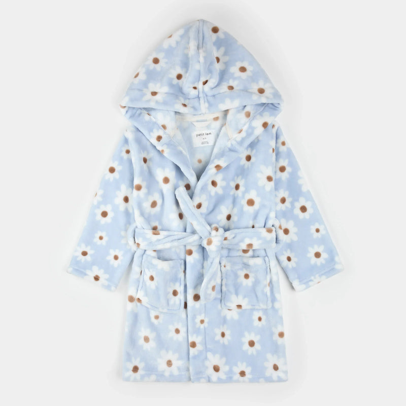 Plush Robe | Light Blue Daisy Print | Petit Lem