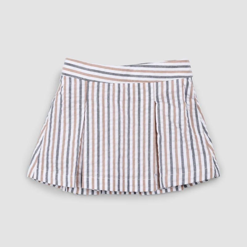 Rosewood & Navy Striped Seersucker Skort | Miles The Label