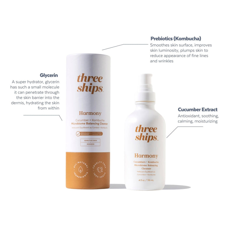 Three Ships - Harmony Cucumber + Kombucha Microbiome Cleanser (118mL) - Home & Well