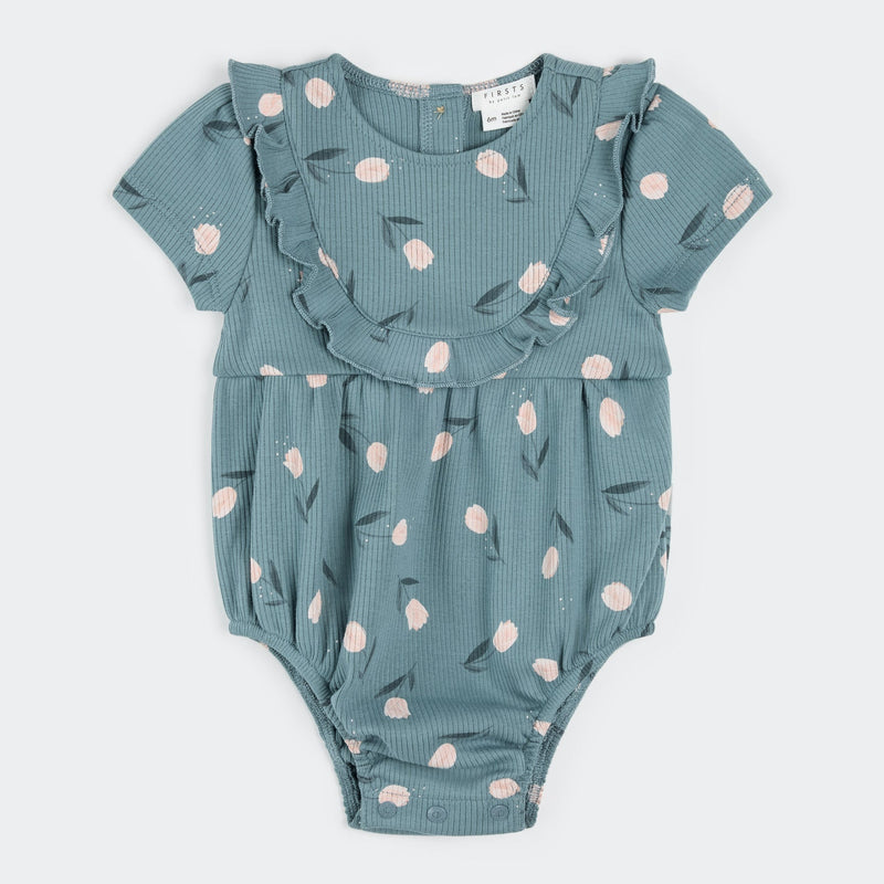 Bubble Romper | Floral on Teal | Petit Lem