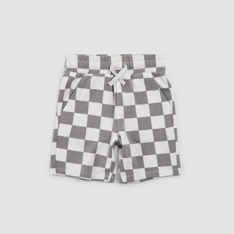 Knit Shorts | Light Grey Check | Miles the Label