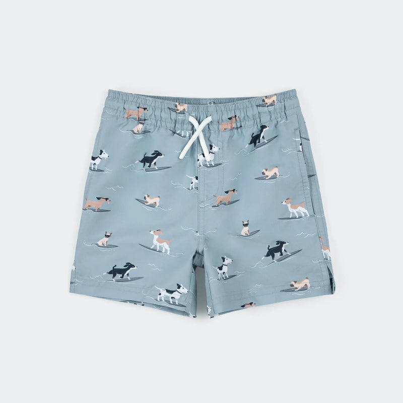 Swim Trunk | Surfing Pups on Blue | Petit Lem