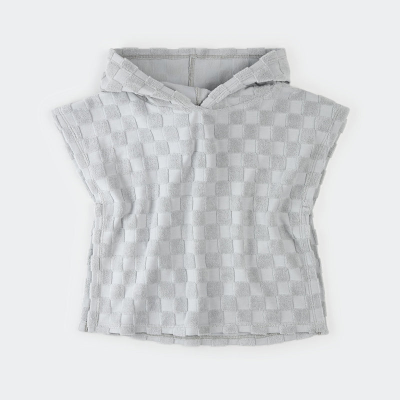 Beach Poncho | Faded Blue Checkerboard | Petit Lem