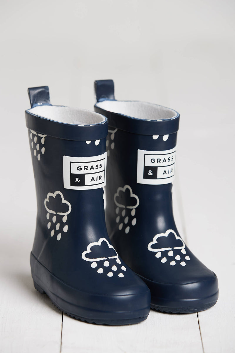 Grass & Air - Kids Navy Colour-Revealing Wellies
