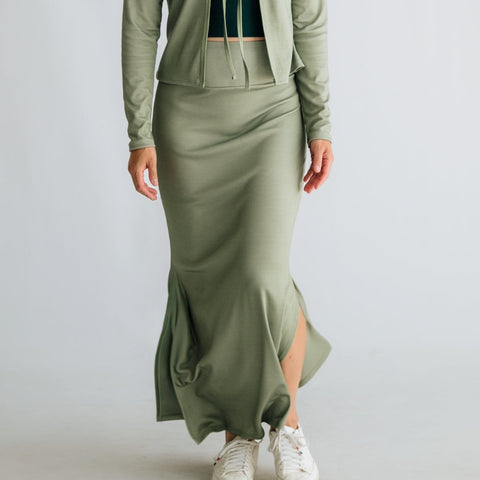 Ladies Side-Slit Bamboo Maxi Skirt