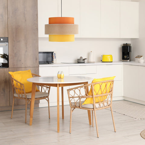 TRIO Jute Mid-Century Boho Large Pendant Light