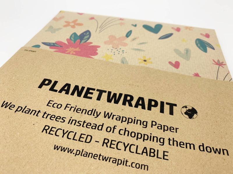 PlanetWrapIt - Spring Blossom Recycled Eco Kraft Wrapping Paper - Home & Well 