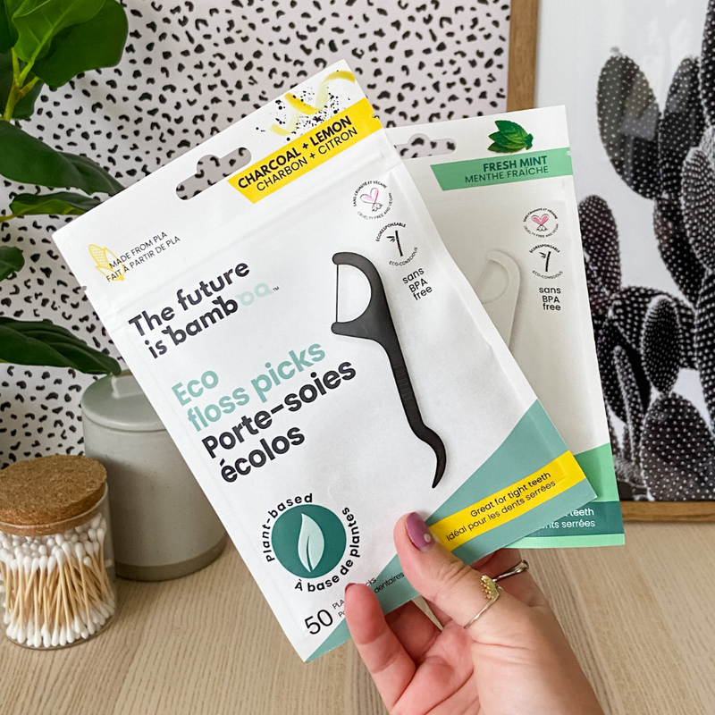 Eco Floss Picks (Plant-Based) – Charcoal Lemon & Fresh Mint - INNER 6