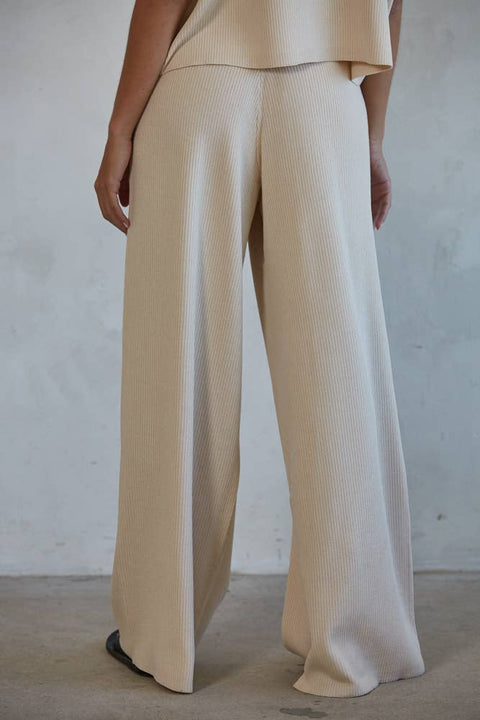 By Together - W1410 | Knit Sweater Wide Leg Pants