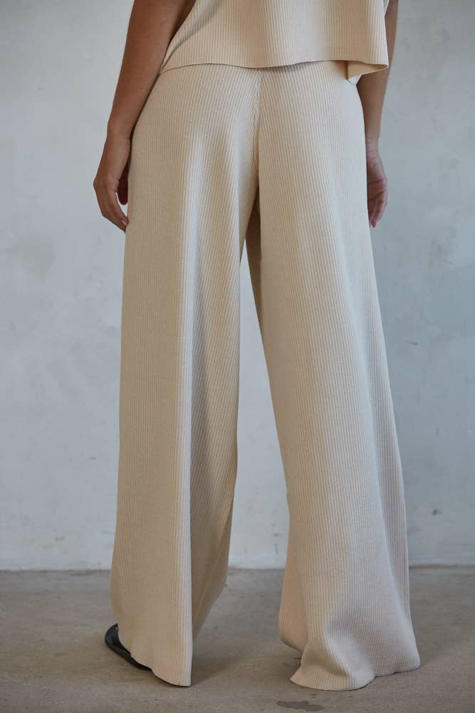 By Together - W1410 | Knit Sweater Wide Leg Pants - Home & Well