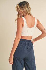 KIMBERLY C - Bustier Active Top with Mesh Inlays - Home & Well 