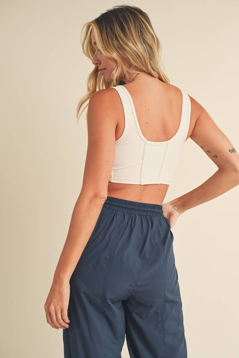 KIMBERLY C - Bustier Active Top with Mesh Inlays - Home & Well 