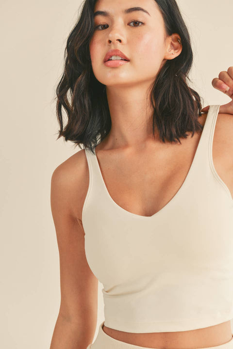 Cream Aligned Performance Cropped Tank Top - Home & Well 