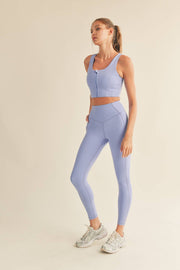 KIMBERLY C - Lavender-Blue Power Sculpt Sports Bra & Legging Set - Home & Well 
