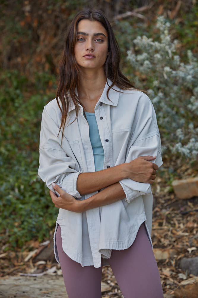 By Together - BD259 | Denim Cotton Button Down Jacket - Home & Well 