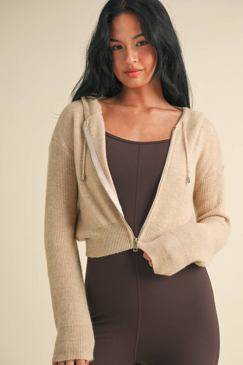 KIMBERLY C - Zip Up Knit Sweater Hoodie - Home & Well 