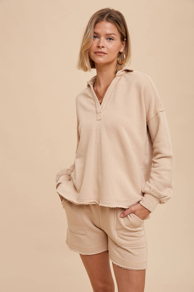 In Loom - GARMENT WASHED COTTON FRENCH TERRY SHORTS - Home & Well