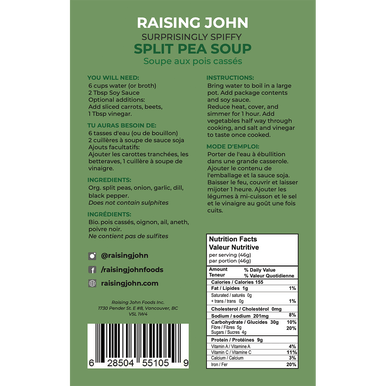 Raising John - Split Pea Soup Mix - Serves 4 - Home & Well 