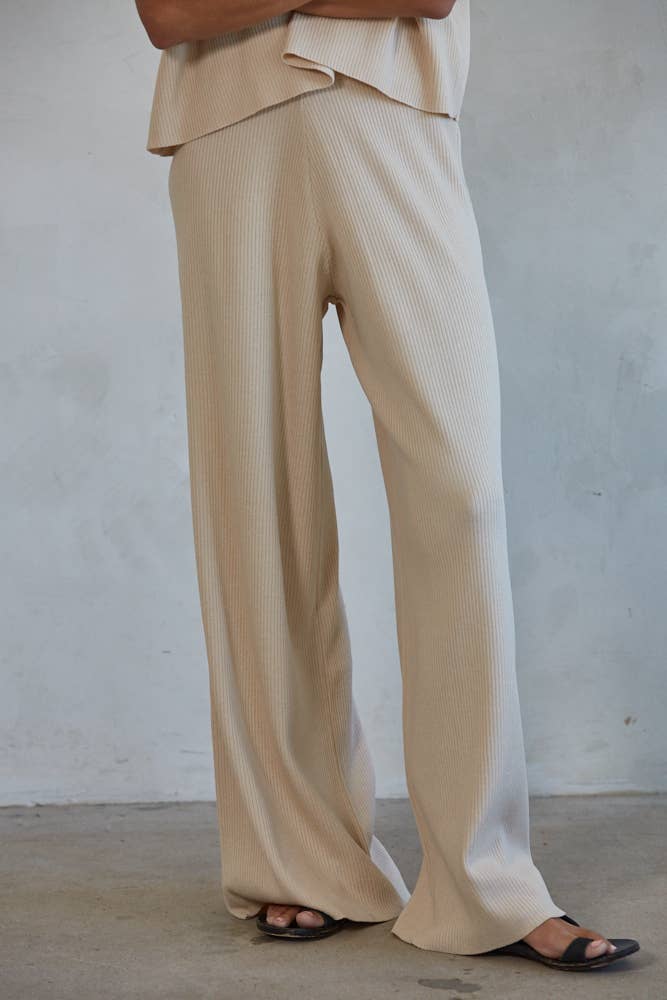 By Together - W1410 | Knit Sweater Wide Leg Pants - Home & Well