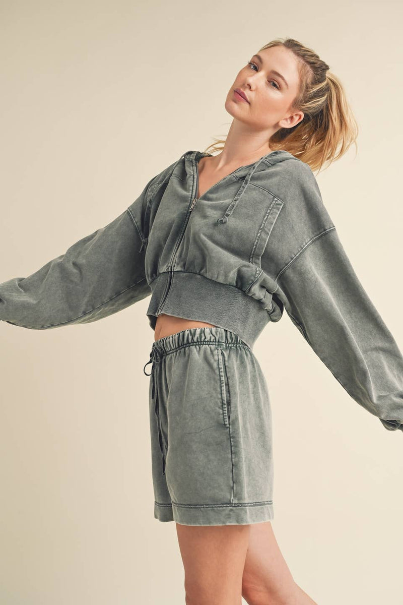 KIMBERLY C - Mineral Wash Zip-Up Hoodie - Home & Well 