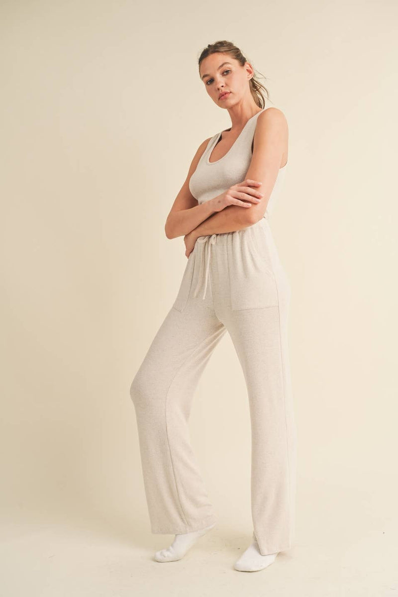 Soft Brushed Hacci Lounge Tank and Pants Set - Home & Well 