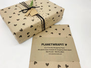 PlanetWrapIt - Black Hearts Recycled Eco Kraft Wrapping Paper - Home & Well 