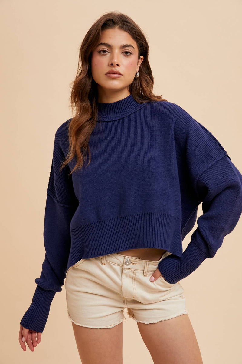 In Loom - KNITTED MOCKNECK PULLOVER SWEATER - Home & Well