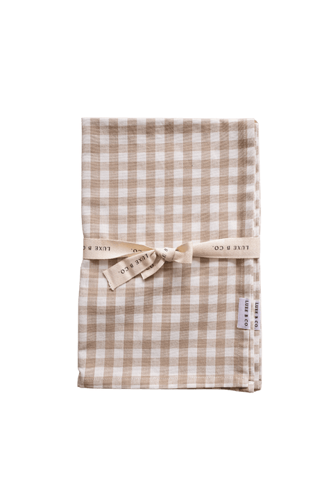 Luxe B Co - Beige Gingham Kitchen Dish Towels Luxe B Co. Set of 2 - Home & Well 