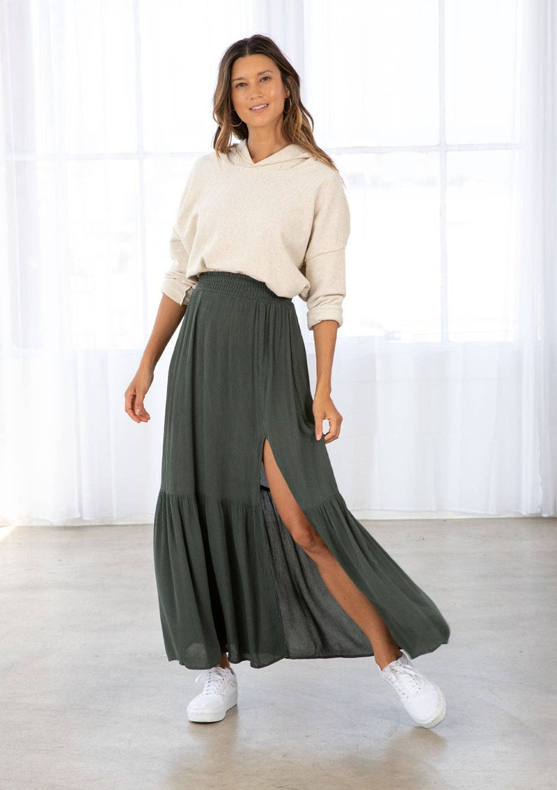 Lovestitch - Bohemian Smocked Tiered Maxi Skirt - Home & Well
