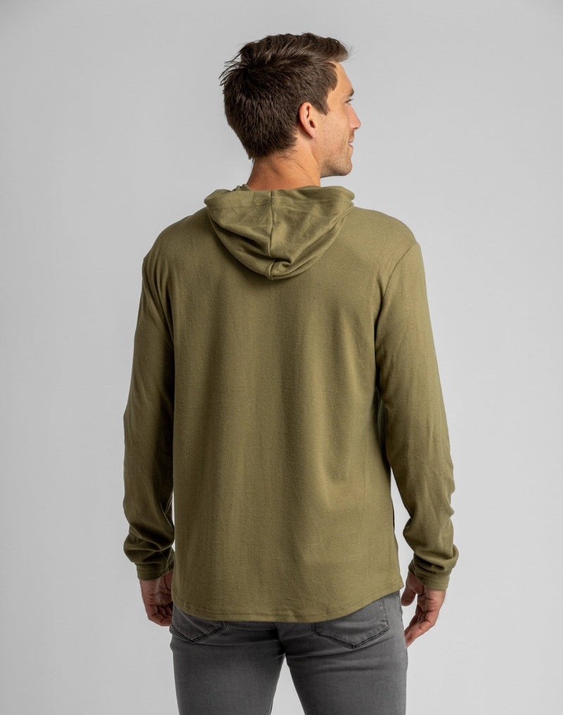 LIV Outdoor - Men's Stretch Flannel Hooded Henley - Home & Well