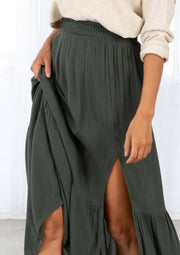 Lovestitch - Bohemian Smocked Tiered Maxi Skirt - Home & Well