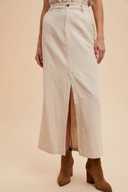 In Loom - COTTON LINEN SPLIT SEAM MAXI SKIRT - Home & Well