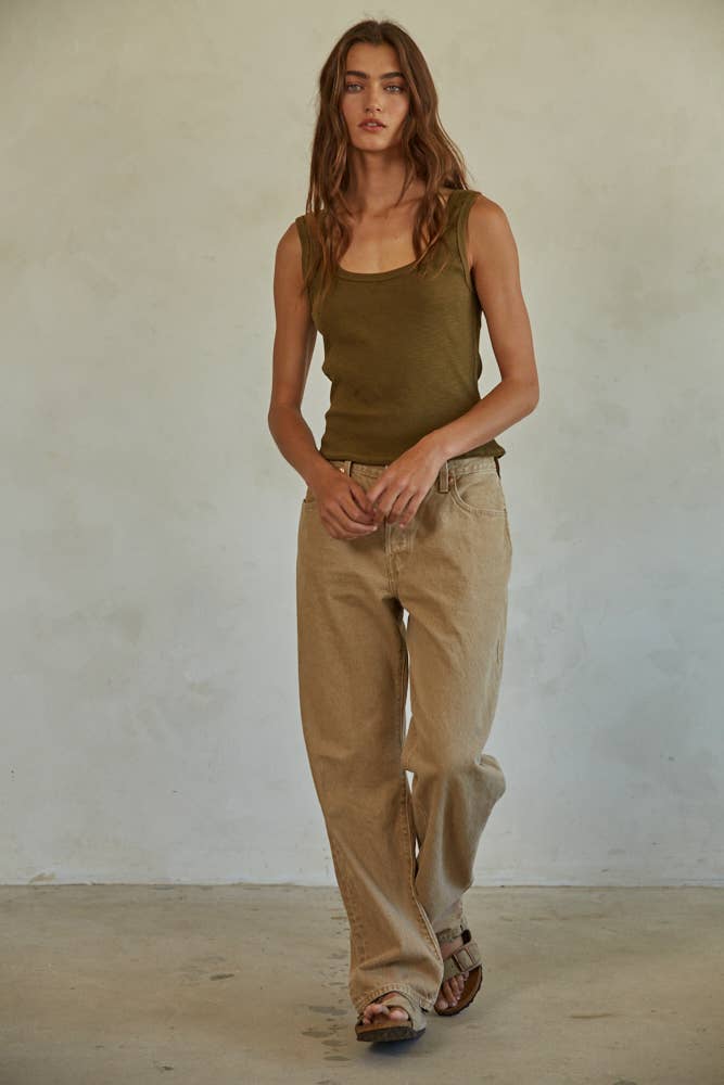 By Together - L6866 | Knit Ribbed Scoop Neck Sleeveless Top - Home & Well 