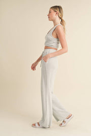 Soft Brushed Hacci Lounge Tank and Pants Set - Home & Well 