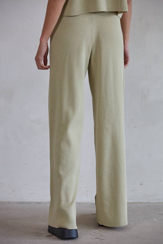 By Together - W1410 | Knit Sweater Wide Leg Pants - Home & Well