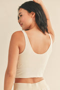 Cream Aligned Performance Cropped Tank Top - Home & Well 