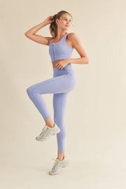 KIMBERLY C - Lavender-Blue Power Sculpt Sports Bra & Legging Set - Home & Well 