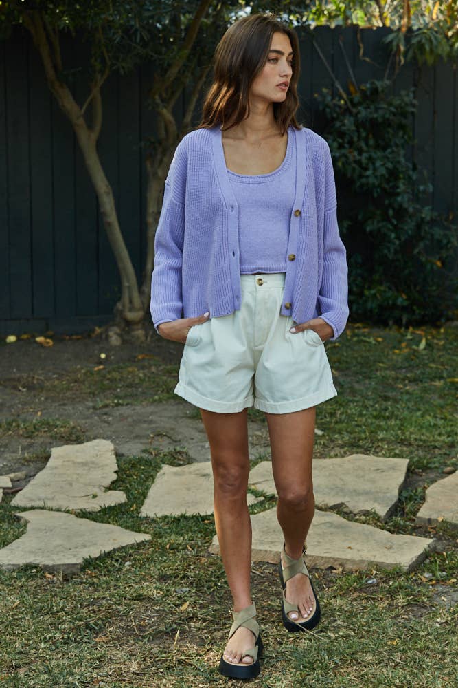 By Together - W1014 | Knit Sweater V-Neck Long Sleeve Button Down Cardigan - Home & Well 