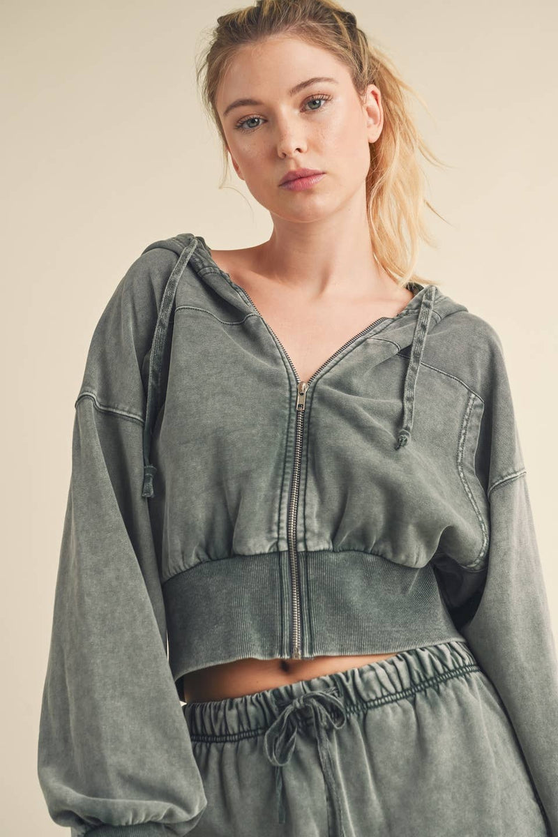 KIMBERLY C - Mineral Wash Zip-Up Hoodie - Home & Well 