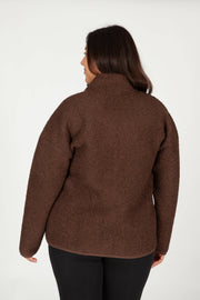 Lazypants - Sara Teddy sherpa zip up jacket in espresso - Home & Well 
