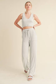 Soft Brushed Hacci Lounge Tank and Pants Set - Home & Well 