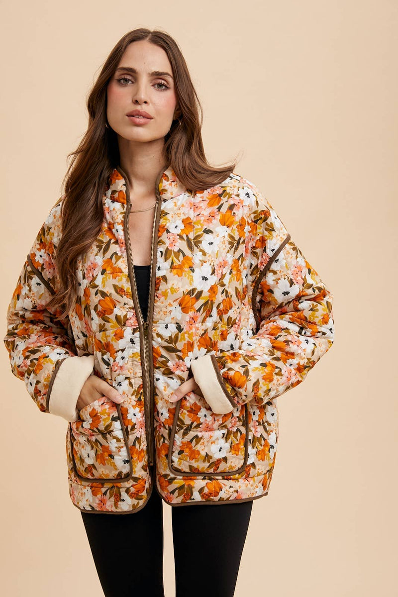 In Loom - QUILTED PUFFER FLORAL JACKET - Home & Well