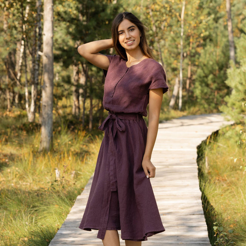 menique - Organic 100% Linen Button Front Dress Brigit
