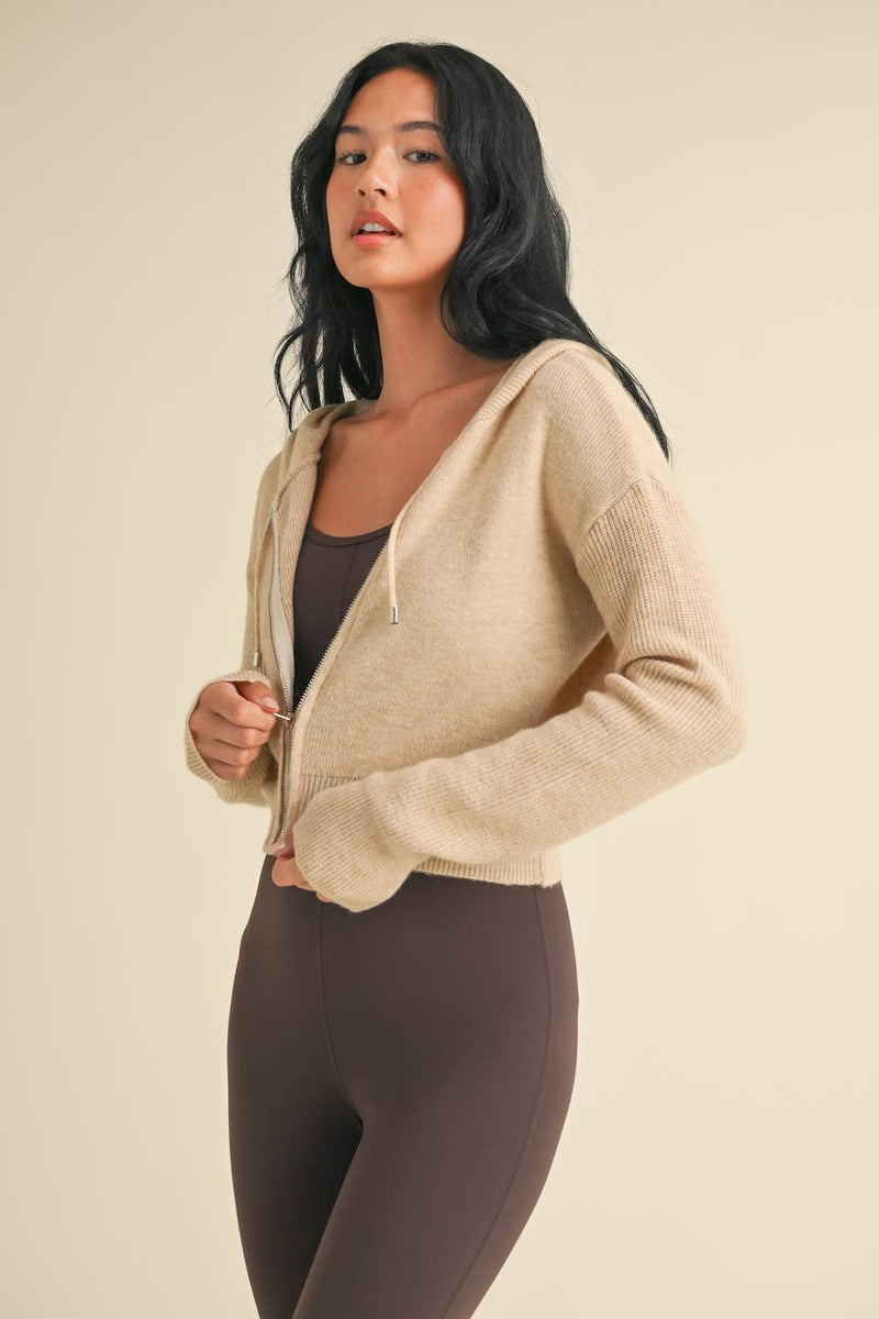 KIMBERLY C - Zip Up Knit Sweater Hoodie - Home & Well 