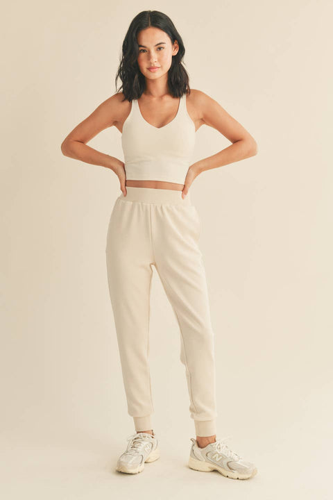 Cream Aligned Performance Cropped Tank Top - Home & Well 