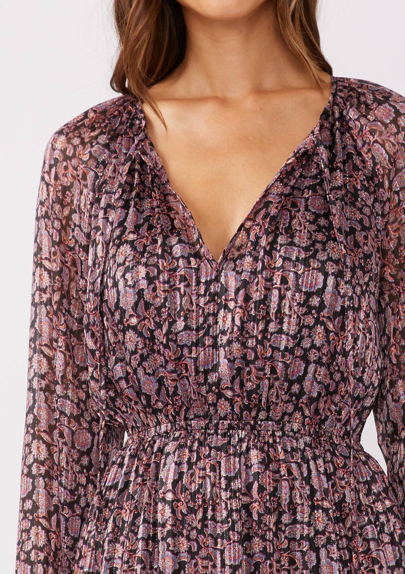 Lovestitch - Floral Chiffon Maxi Dress with Side Slits - Home & Well