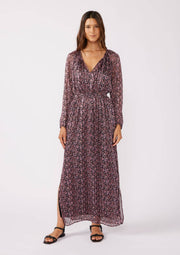 Lovestitch - Floral Chiffon Maxi Dress with Side Slits - Home & Well