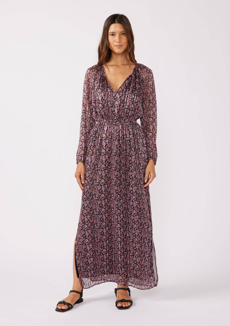 Lovestitch - Floral Chiffon Maxi Dress with Side Slits - Home & Well